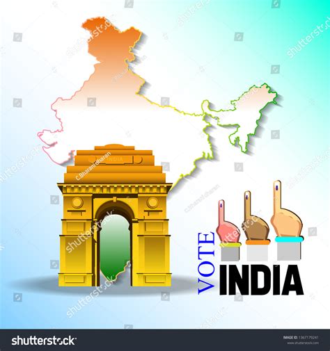 Indian Map Background On India Gate Stock Vector Royalty Free