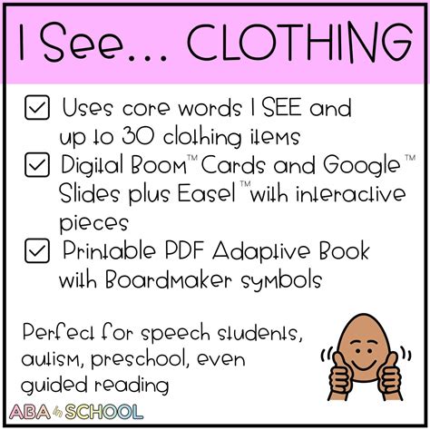 Adapted Book Core Vocabulary Words I See Clothing Aac Activity Aba