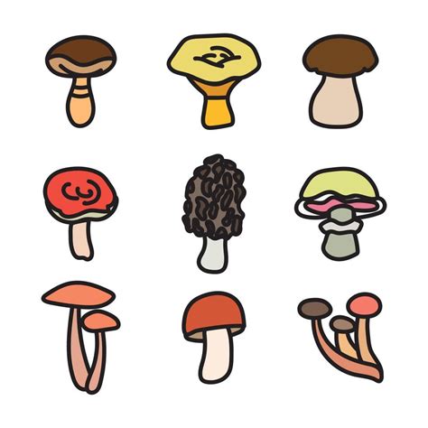 Colorful Mushroom Doodles 14020147 Vector Art At Vecteezy