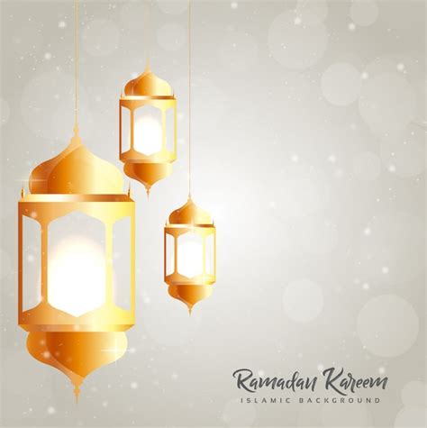 Tarjeta De Ramadan Kareem Con Linterna Vector Premium