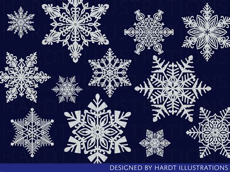 White Glitter Snowflakes Snowflake Clipart Christmas | Etsy