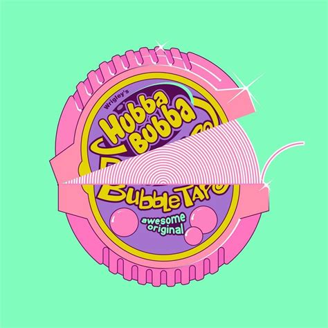 Hubba Bubba Bubble Tape 2d Flat Illustration 90s Sticker Aesthetic