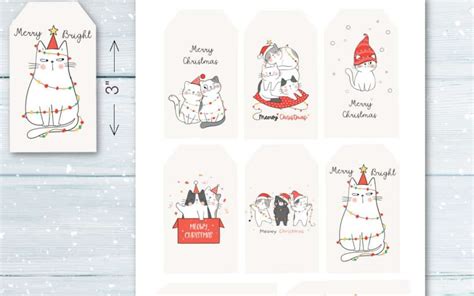 Free Printable Christmas Cat Gift Tags Shabby Mint Chic Party