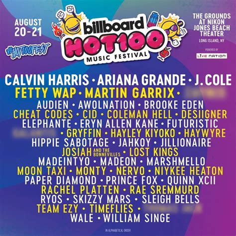 Billboard Hot 100 Music Festival Releases Lineup | RaverRafting