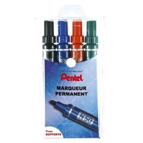 Pentel N Pochette De Marqueurs Permanents Pointe Conique Assortis