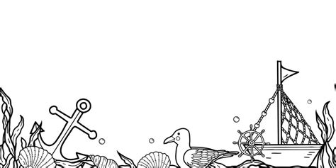 premium vector horizontal vector sea marine seamless border pattern