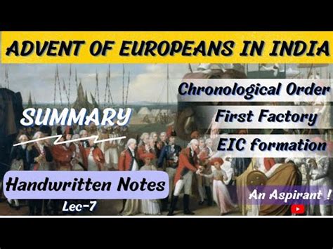 Chronological Order The Advent Of Europeans Summary Modern History