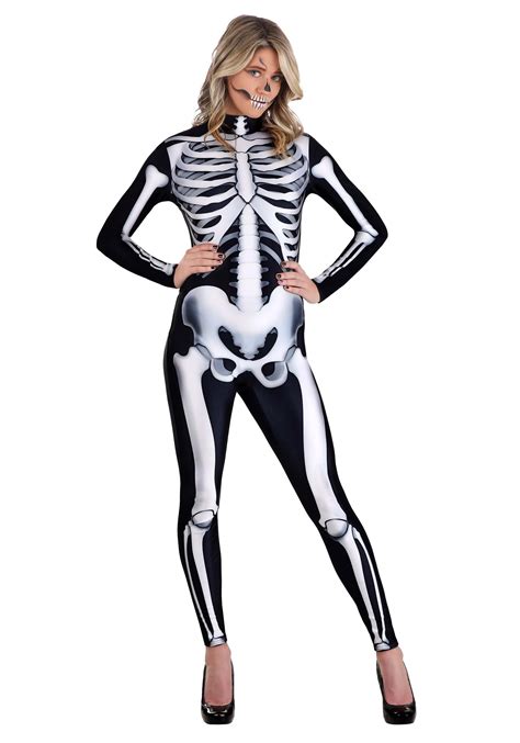 Womens Skeleton Jumpsuit Costume