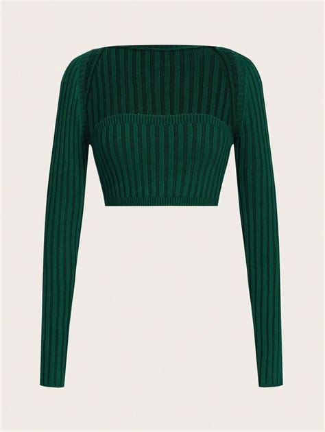 Shein Icon Solid Ribbed Knit Crop Sweater Shein Usa