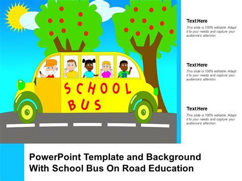 Powerpoint Template And Background With School Bus On Road Education