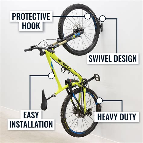 Swivel Mount Bike Storage Rack 2 Pack Garage Wall Hook