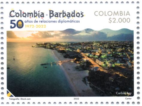 Emisión Postal “colombia Barbados 50 Años De Relaciones Diplomáticas 1972 2022