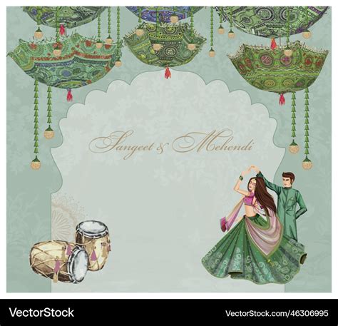 Sangeet Mehndi Invitation Card Royalty Free Vector Image