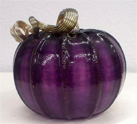 Hand Blown Glass Art Purple Pumpkin Oneil