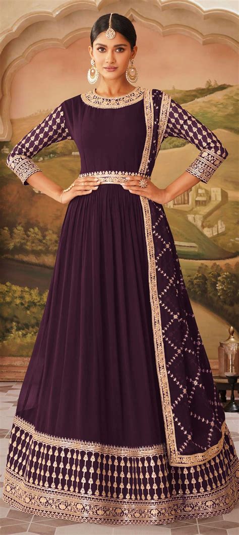 Festive Mehendi Sangeet Party Wear Purple And Violet Color Georgette