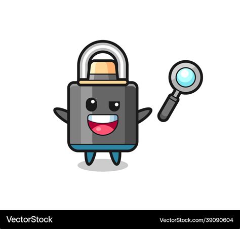 Padlock Mascot As A Detective Who Manages Vector Image