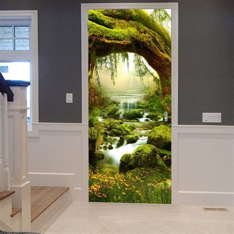 A Monamour 3D Door Stickers For Interior Doors Mysterious Green Jungle