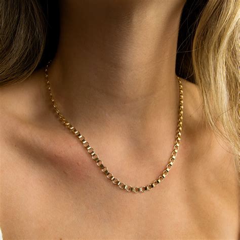 K Solid Gold Belcher Chain Necklace Precious Gift For Women K