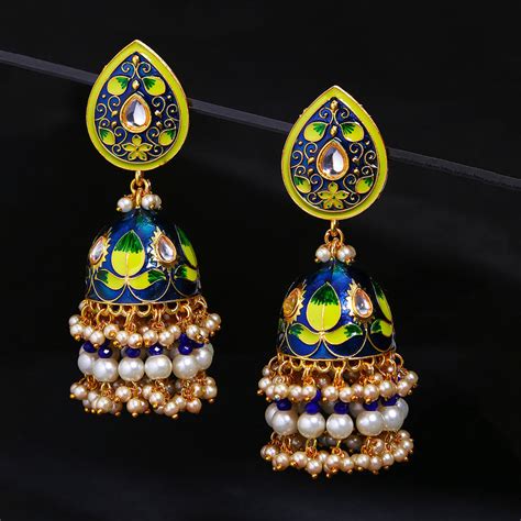 Yellow Chimes Gold Toned Multicolor Meenakari Handcrafted Dome Shaped