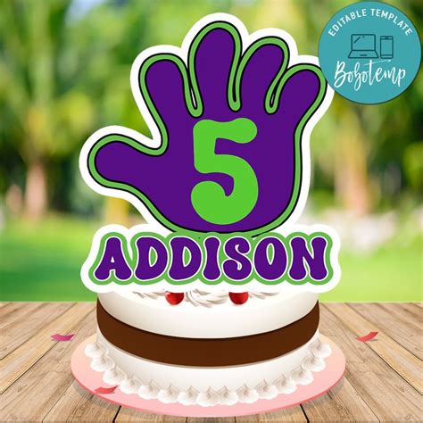 Hi Five Birthday Cake Topper Template Printable Bobotemp