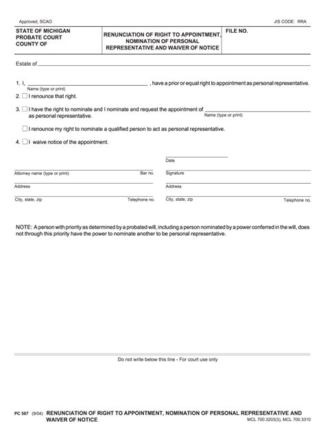 Michigan Renunciation Form Fill Online Printable Fillable Blank