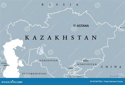 Kazakhstan Political Map Stock Vector Illustration Of Russia 95769788