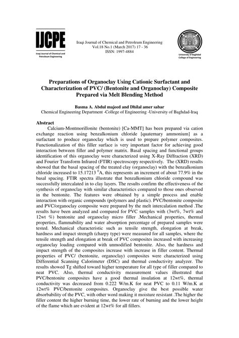 PDF Preparations Of Organoclay Using Cationic Surfactant And