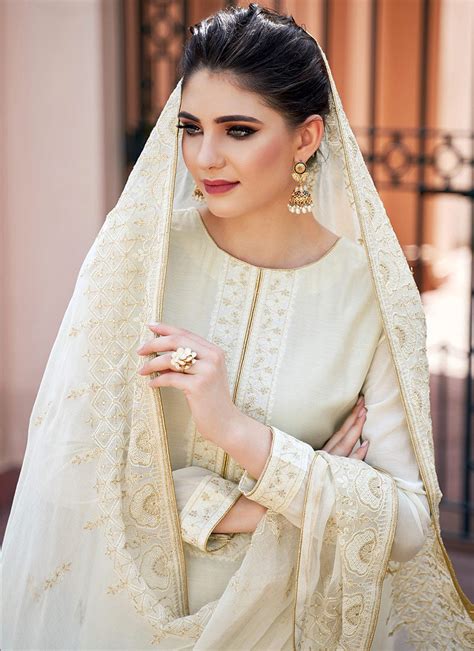 Off White Kashmiri Embroidered Designer Palazzo Suit