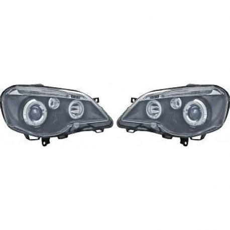 Set De Deux Phares Avant Design Angel Eyes Fond Noir Pour Toutes Vw