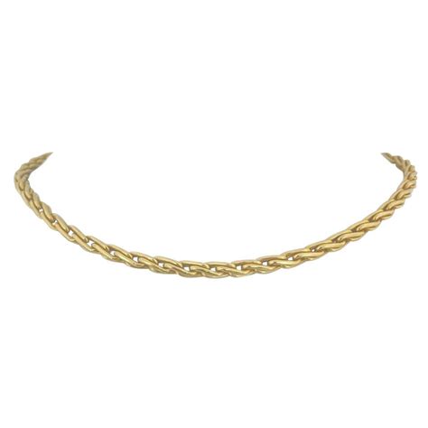 18 Karat Yellow Gold Heavy Thick Fancy Bar Link Collar Necklace Italy