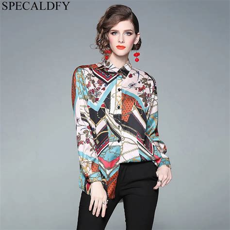 Designer Runway Tops Luxury Print Casual Long Shirts Plus Size Blouse