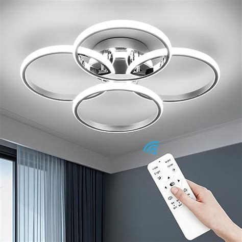 Caneoe Modern Led Ceiling Lightdimmable Ceiling Light Fixtures With Remote Round Chrome Flush