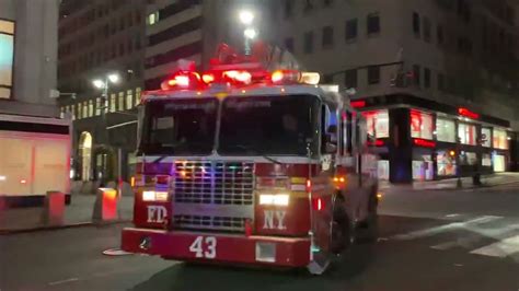 RARE CATCH OF FDNY LADDER 43 RESPONDING ON 5TH AVENUE 34TH STREET