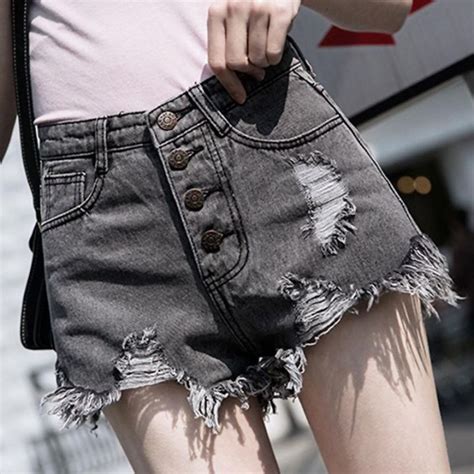 Plus Size High Waist Ripped Denim Shorts Women S Summer New Korean