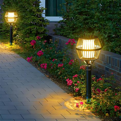 Waterproof Solar Outdoor LED Lawn Landscape Lighting Post Light lantern ...