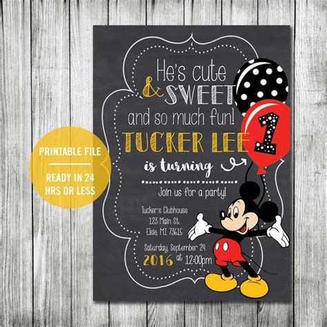 Mickey Mouse First Birthday Invitations