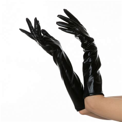 Sexy Wet Look Lange Handschuhe Unter Dem Ellenbogen Schwarz Etsy