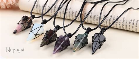 Nupuyai Braided Amethyst Crystal Point Pendant Necklace For Women Men