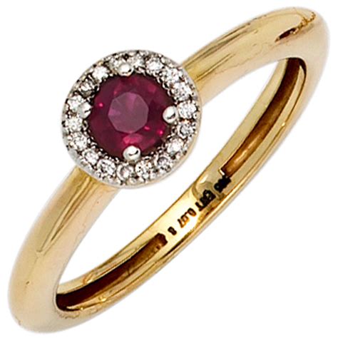 Ring Damenring Mit Rubin Diamanten Brillanten Gold Gelbgold