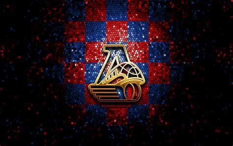 Lokomotiv Yaroslavl Glitter Logo Khl Red Blue Checkered Background