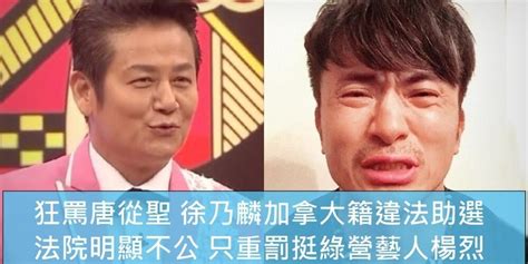 辱罵唐從聖！徐乃麟崔麗心加拿大籍助選連勝文沒事！楊烈貼文挺蔡英文被罰！中選會法院挺國民黨？