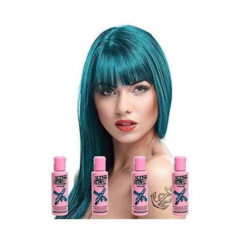 Crazy Colour Peacock Blue Semi Permanent Hair Dye 4 X Blue By Crazy