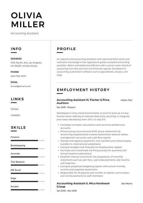 Accounting Assistant Resume And Writing Guide 12 Examples Pdf