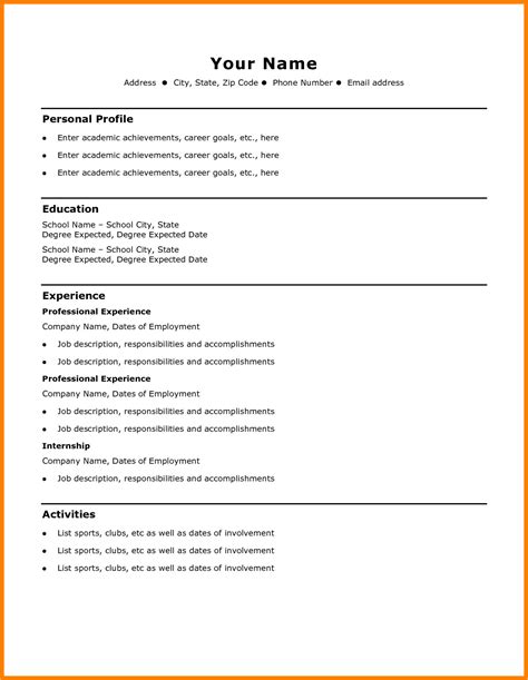 Basic Resume Samples 9 Cv Sample Simple Theorynpractice Williamson Ga Us