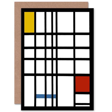 Piet Mondrian Cubes Greetings Card Plus Envelope Blank Inside