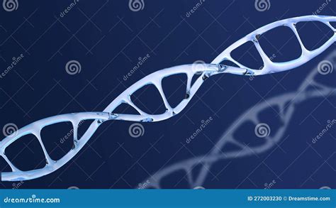 Human Dna Structure With Glass Helix Deoxyribonucleic Acid On Blue