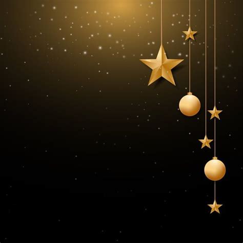 Christmas Background With Gold Christmas Ball And Star And Space For ...