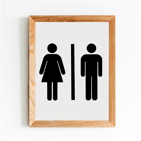 Restroom Sign Printable Bathroom Art Print Black and White - Etsy