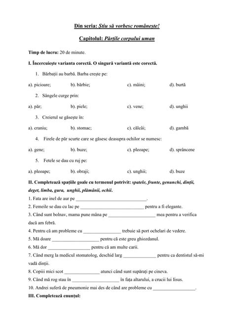 Corpul Uman Exercise Live Worksheets