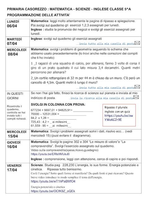 Pdf Primaria Casorezzo Matematica Scienze Inglese Primaria